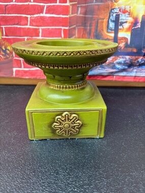Vintage MCM green pedestal candle holder